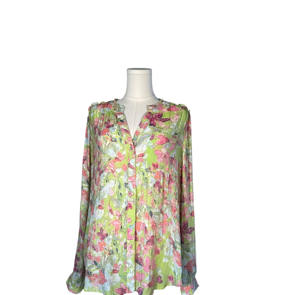 Zac &‎ Rachel Floral Blouse in Green and Pink